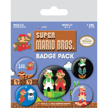 Super Mario Bros. Pin-Back Buttons 5-Pack